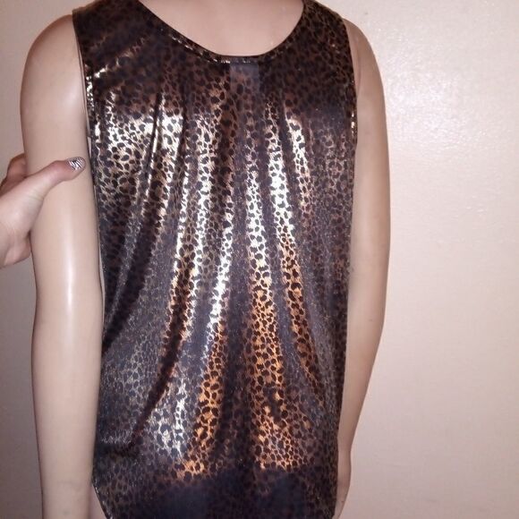 Black and gold silky TRIMMINGS sleeveless top - Picture 4 of 8